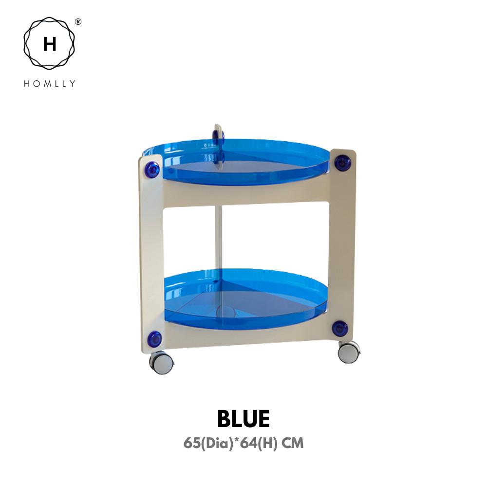 Homlly Lunii 2 Tiers Coffee Round Side Table With Rolling Wheels