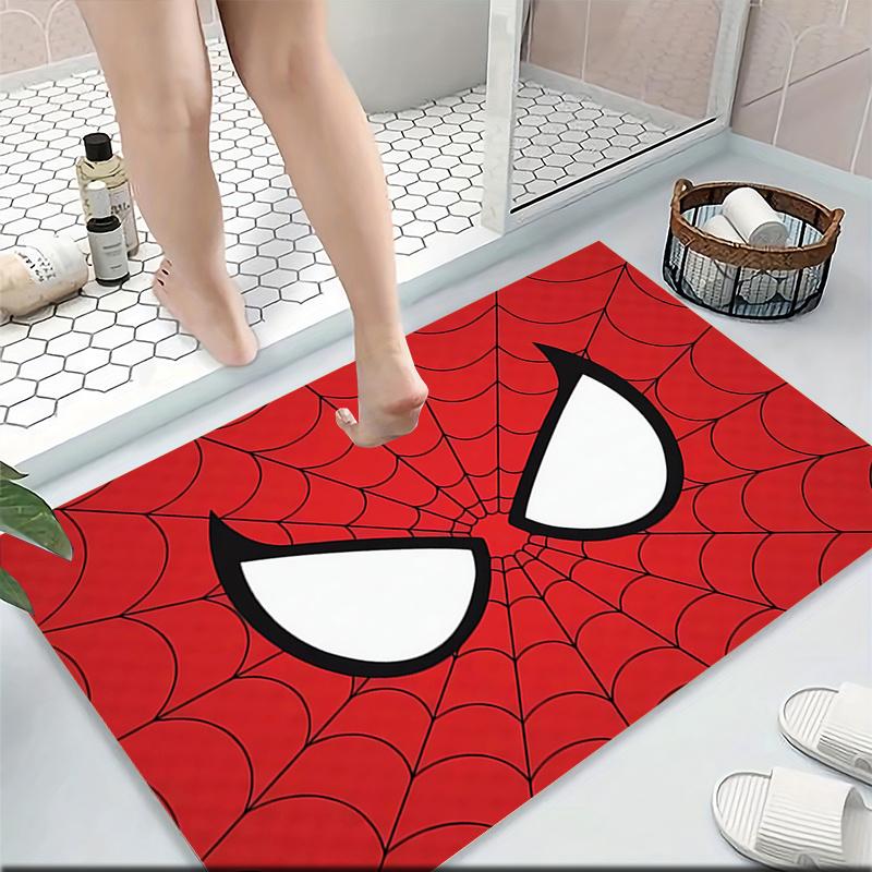 1pc Spider-Man Cartoon Carpet, 100% Polyester, Non-slip, Machine Washable, Waterproof, Outdoor Yard and Garden Decor, Home and Bedroom Decorative
