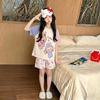 Kids' Summer Cartoon Pajama Set - Short Sleeve & Shorts for Girls