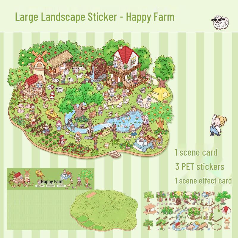 Stereoscopic 3D DIY Cartoon Scene Sticker: Large, Cute, High-Difficulty, 3-Layer Decompression Journal Sticker