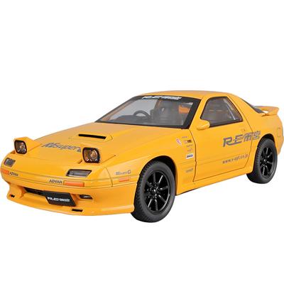 1/32 Mazda RX7 Initial D Miniature Diecast RX-7 Toy Car Model Sound & Light Doors Openable Collection Gift for Children Boy Kid