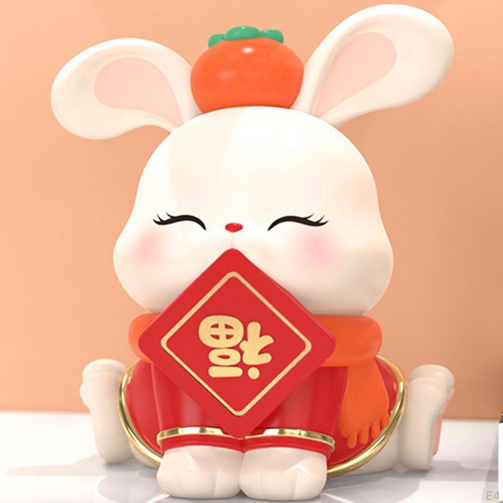 Statue, Ornament Craft Creative Cake Topper Bunny Figurine, Sculpture for Desk Shelf Cabinet