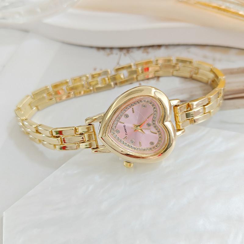 Dames Hartvormige Strass Horlogeband Armband Polshorloge