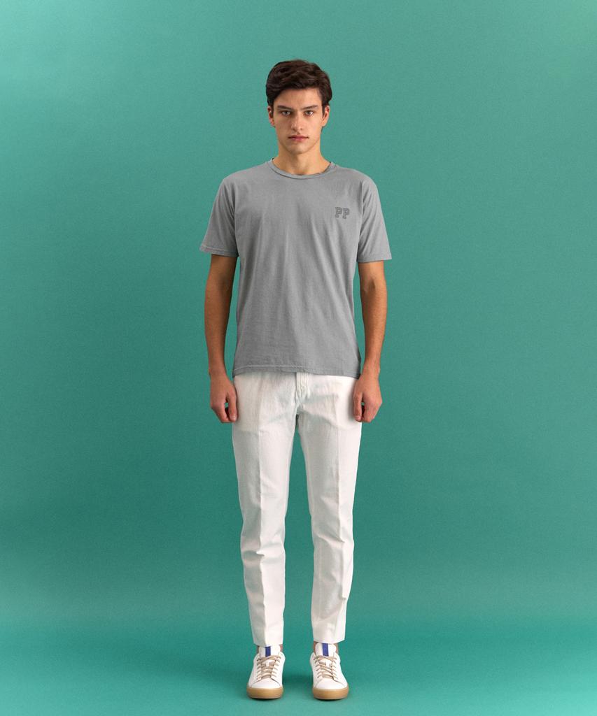 PANICALE Gray Stitch Logo Short Sleeve T-Shirt