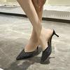 Fashion Baotou Slippers Women's Fashion Pointed Toe Shallow Mesh Breathable Cover Foot Anti-slip Wear-resistant High Heels
