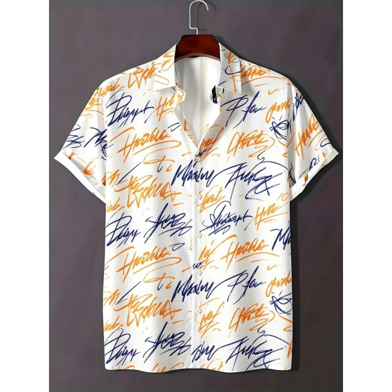 Men's Watercolor Blend Dye Tie Dye Printed Short Sleeved Shirt with Lapel Buttons Cardigan, Hawaiian Vacation Shirt