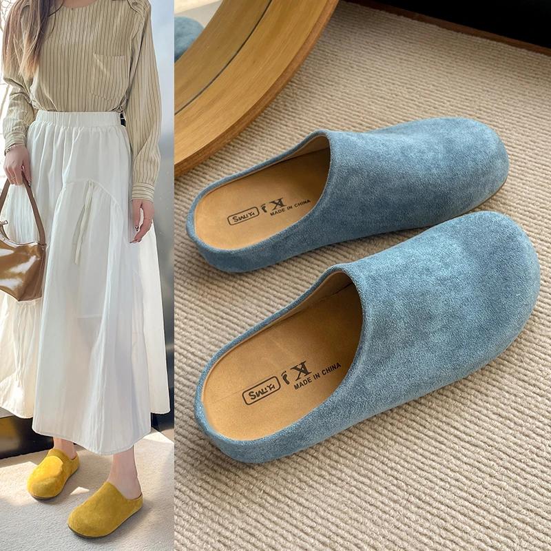 Fashion 2025 Suede Clogs for Women Mules Cork Footbed Women Shoes with Arch Support Fashion Nonslip Outdoor Beach Slippers Home Shoes