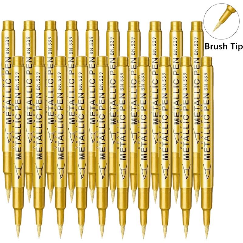 1/10/50Pcs Art Writing Gold Silver White Metallic Paint Pen Set Brush Tip Marker Pen Acrylic Paint Markers Stationery Supplies