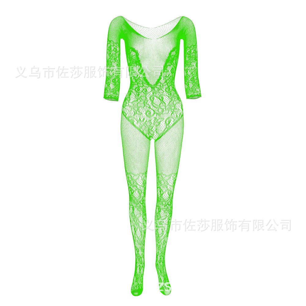 Sex Underwear Large Size, Women's Transparent Mesh One-piece Long-sleeved Crew Neck Mesh One-piece Stockings