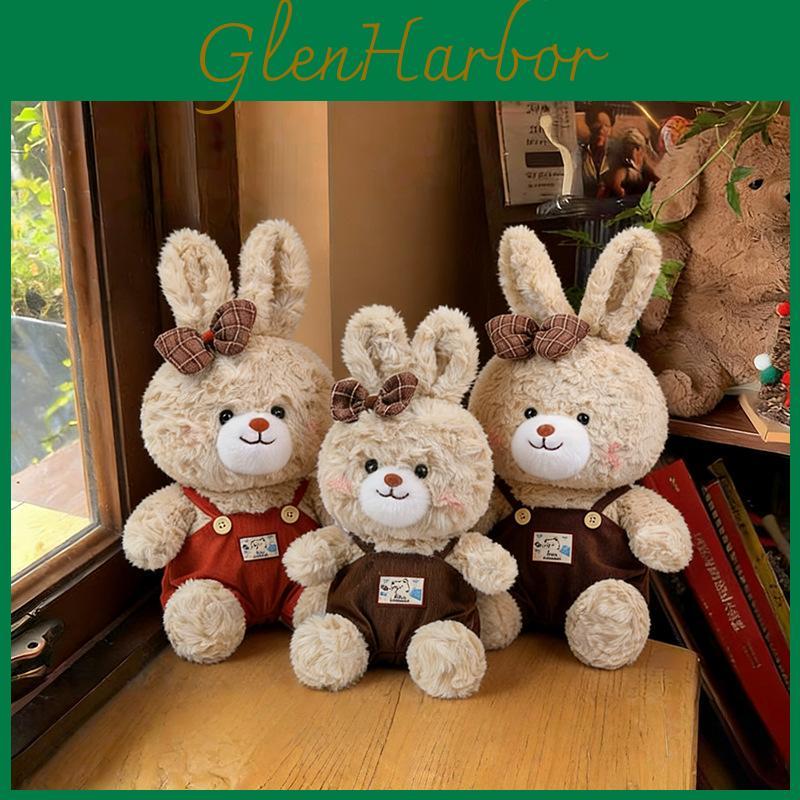 Plush Bunny Doll With Overalls For Kids Birthday Gift And Cuddle Comfort