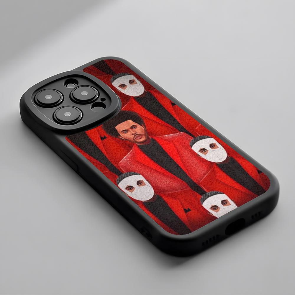 Fashion Cool Weeknd Poster Singer Phone Case For iPhone 16 15 14 13 12 11 Plus Pro Max Lambskin Silicone Cover Black