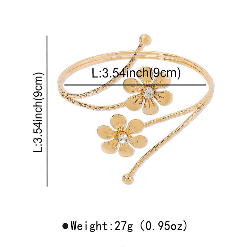Punk Metal Leaves Flower Upper Arm Bracelets Bangles For Women Girls Cuff Bangle Adjustable Armlets Hand Jewelry Men
