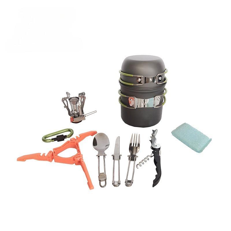 Outdoor Cookware Set Camping Set Pot Portable BBQ Grill Tableware Stovetop