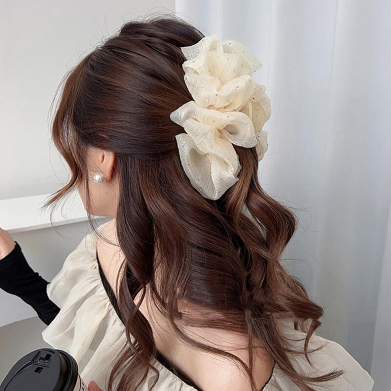 Leah s Chiffon Ribbon Cubic Updo with Half-Up Hairpin
