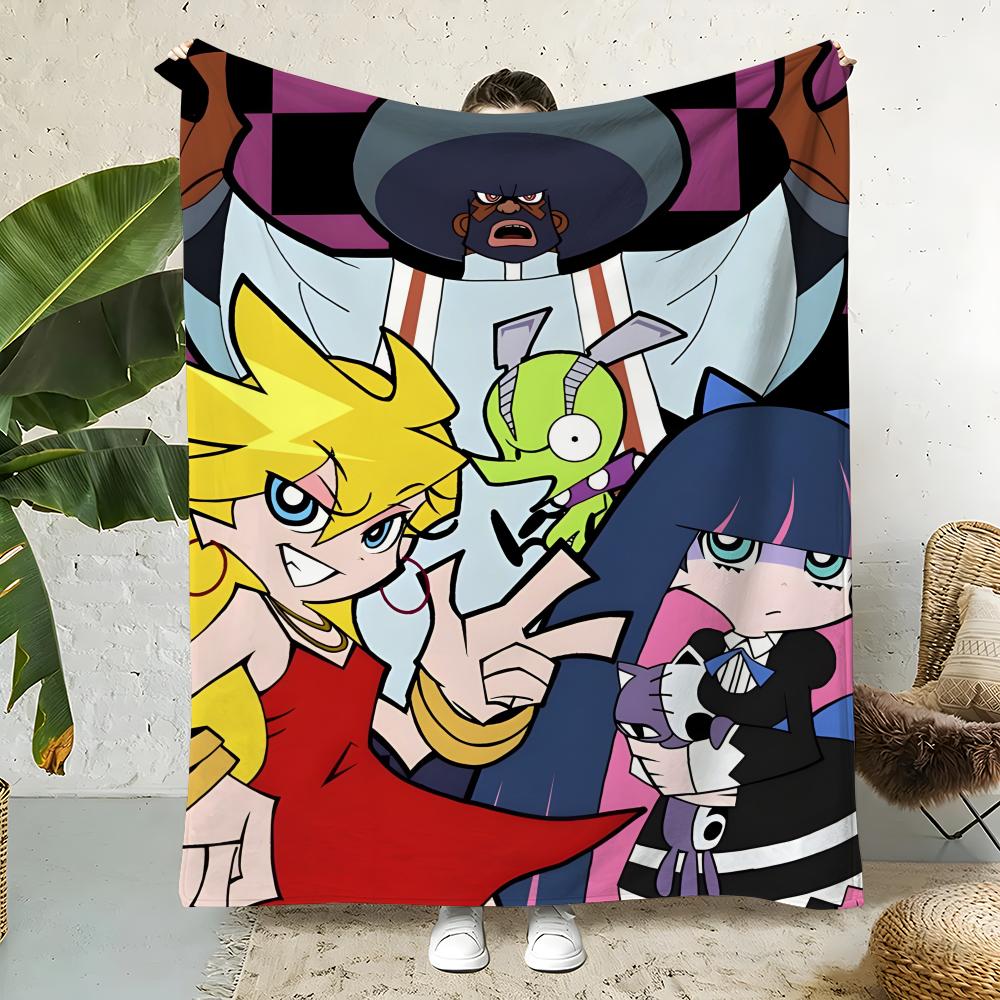 Anime P-Panty Stocking Throw Flannel Throw Blanket,Bed Home Office Nap Blanket Travel,Camping,Picnic Blanket Soft Decor