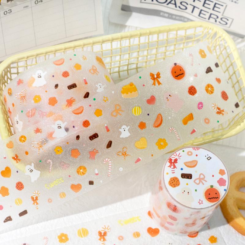Journal GO 5x200cm Kawaii Simple Doodle Tape Sticker for Journaling Greeting Cards Scrapbooking Journal DIY Cute Mini Stickers
