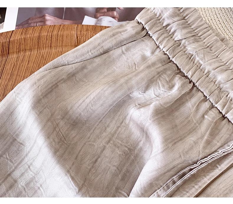 Women's Summer Breathable Wide-Leg High-Waisted Satin Pants with Sun Protection