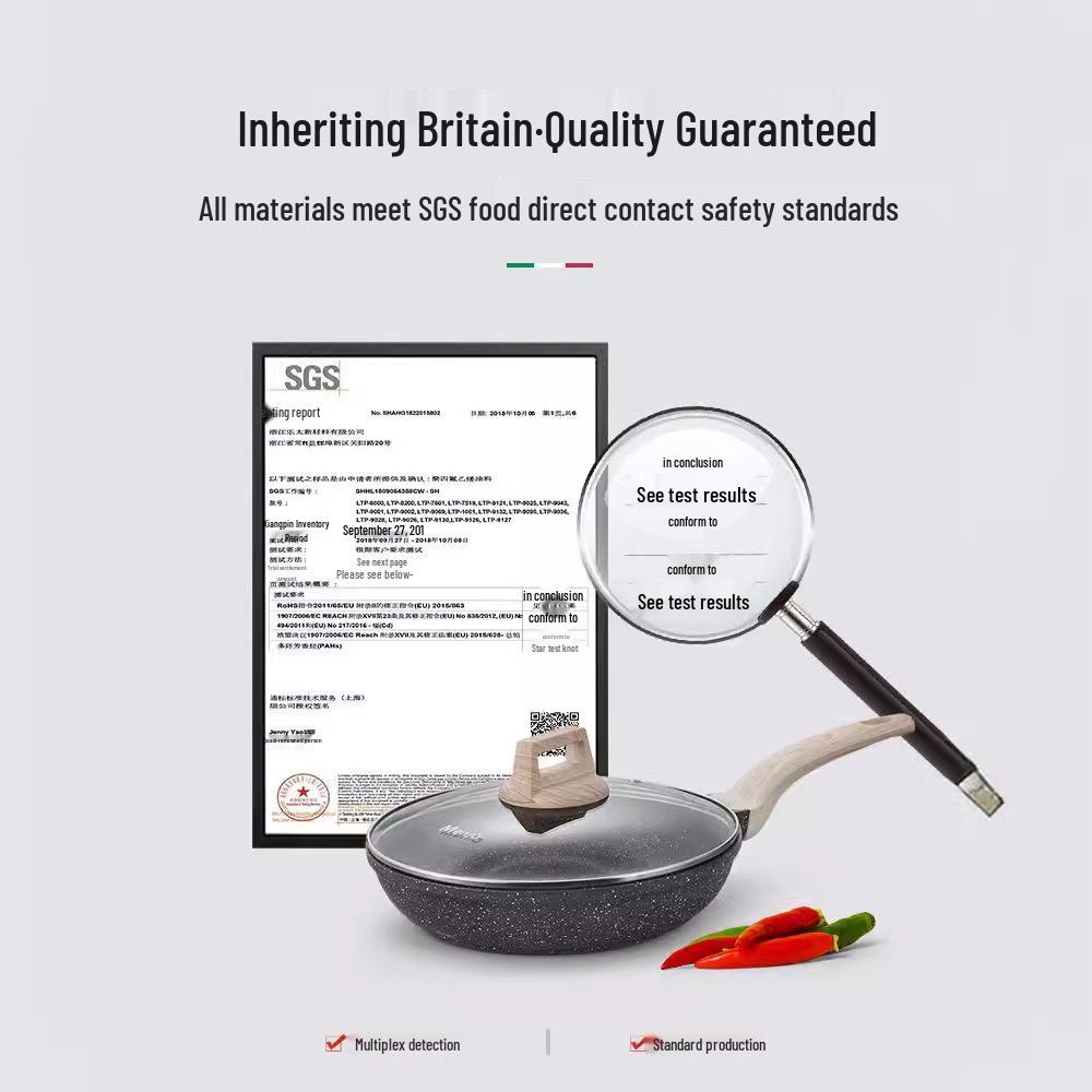 British Maifan Stone Non-Stick Wok: Flat Bottom Pan for Steak, Stir-Fry, and Cooking On Induction and Gas Stoves