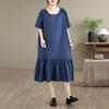 Sukienka damska z krótkim rękawem, plus size, dżinsowa, vintage, nowa, sukienki dla kobiet, codzienna, luźna, długa sukienka letnia