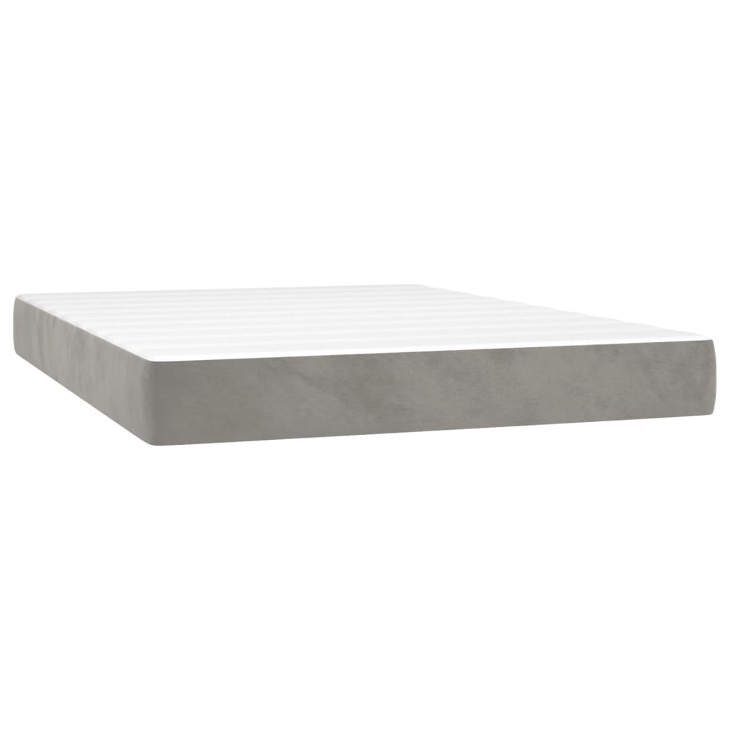 Box Spring Bed with Mattress Light Grey 140 x 190 cm Velvet
