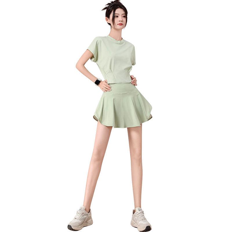 Damen Sommer 2024 Schnelltrocknendes Badminton- & Tennis-Set: Spitzenrock & Sportbekleidung für Yoga, Laufen, Fitness.