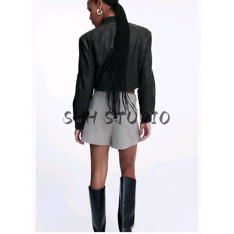 25 Spring New Women's Clothing American Asymmetrical Design Easiest for Match Pure Color A- line Wrap Short Pantskirt 1264050