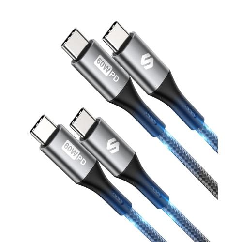

[Набор из 2 шт.] Кабель Silkland USBC USBC 3M PD-совместимый 60 Вт/3 А для быстрой зарядки USB C-C, совместимый с моделями Type-C, такими как iPhone15ProMax, iPhone15Pro