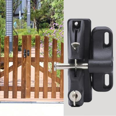 Gate Latch Automatic Locking Gate Lock Secure Latch with 2 Keys for Wooden Metal Door Barn Farm Livestock Enclosure Garden Patio