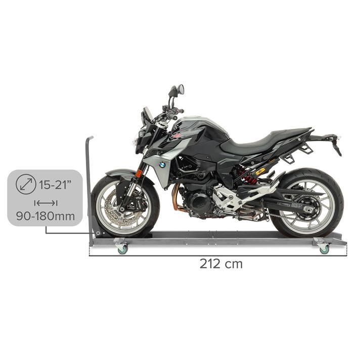Carrello Roulant Moto - ConStands Smart Mover - Blocco Ruota Integrato - Capacità 450 kg - Nero