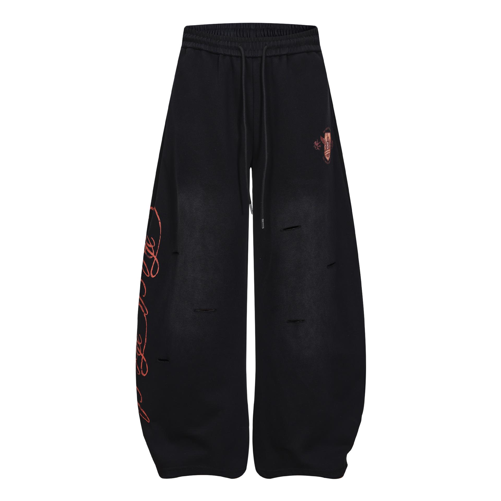 26 Spring New American Retro Wide-Leg Sweatpants for Men and Women Extra Large чёрный