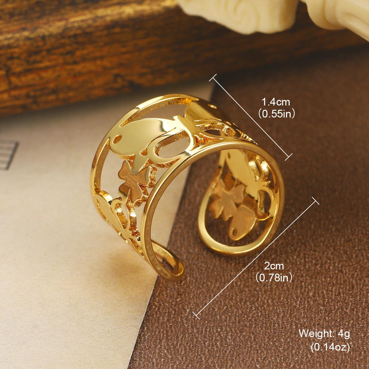 Vintage Flower Butterfly Openwork Texture Ring Premium Design Sense Ring Simple ins fashion versatile split ring