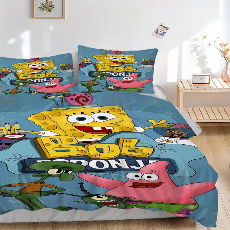 Spongebob Squarepants Adventure Print 3Pcs Bedding Setduvet Cover With 2 Bedropillowcase Home Birthday Gift