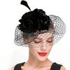 Fascinator Hat for Women Tea Party Headband Wedding Hat Vintage Pillbox Mesh Flower Feathers Hair Clip Stylish