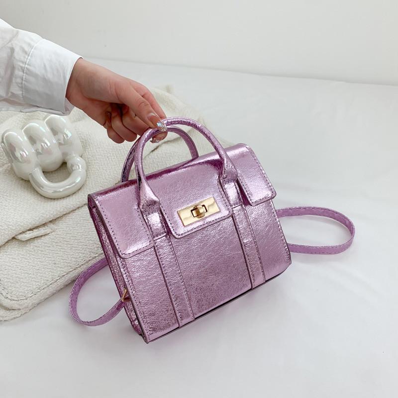 

Fashionable Pu Shoulder Bag Stylish Street Trend Box Bag For Women In Elegant Black фіолетовий
