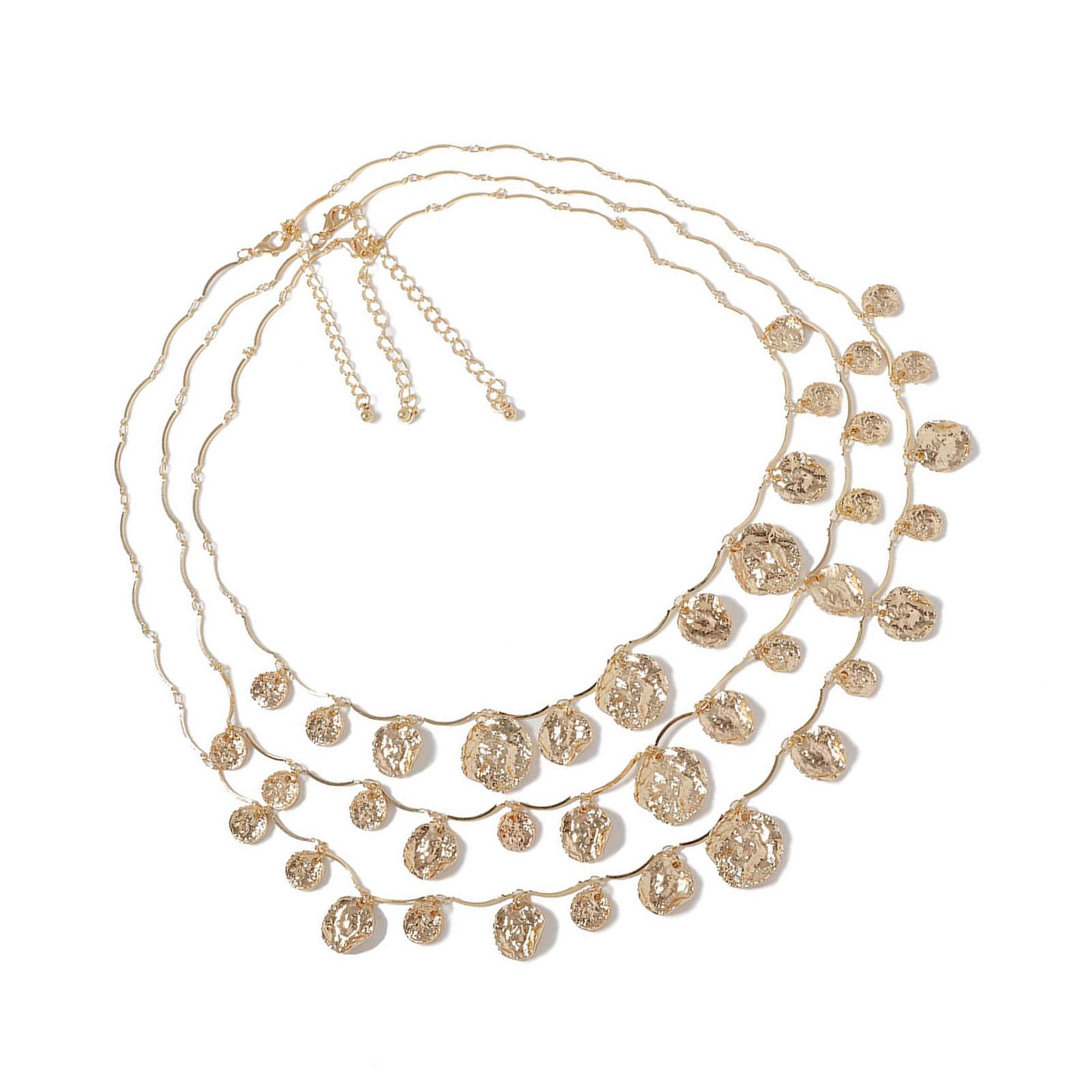 

Multi Strand Circle Pendant Necklace Adjustable Choker Stylish Clavicle Chain Trendy Female Accessory for Daily Wear