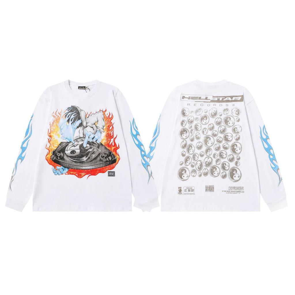 Cross 2025 Hellstar Trendy High Street Loose Long Sleeve Hoodie for Men & Women – Autumn Wear