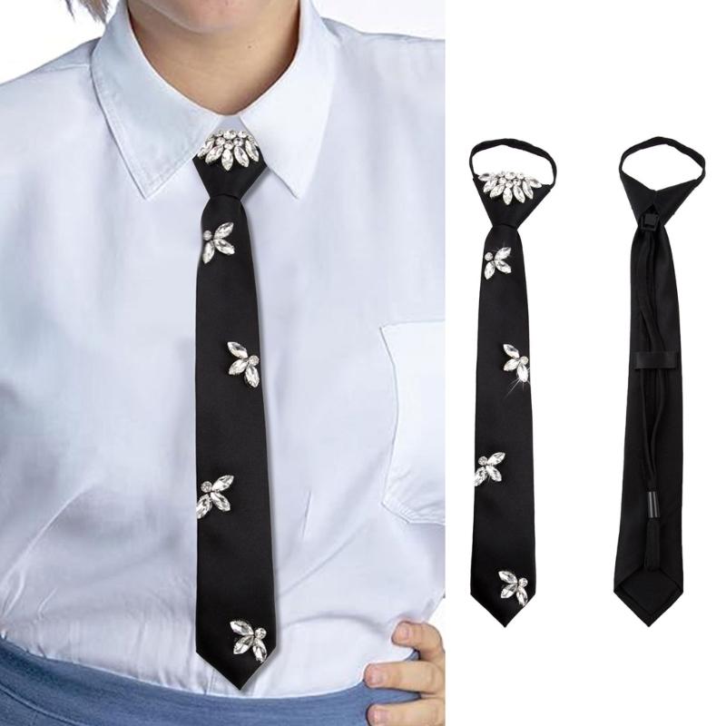 Třpytivá kamínky zdobená kravata Snadno uvázat Design Lehký polyester pro svatby večírky