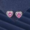Light Cherry Pink Heart Pendant Jewelry Set for Women Elegant Necklace Bracelet Earrings Ring Wedding Jewelry Gift