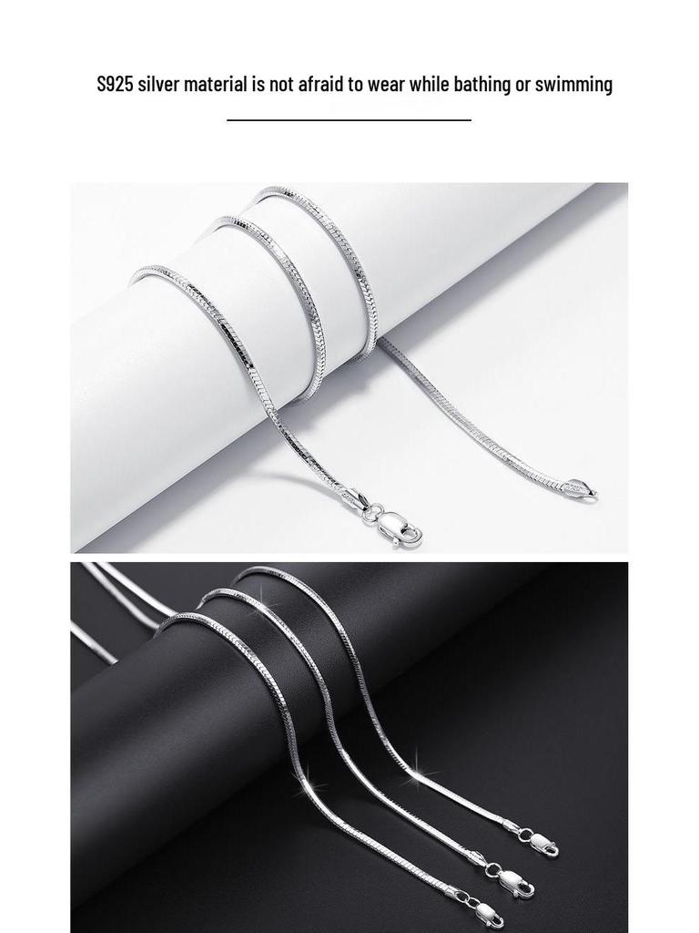 Unisex Sterling Silver Snake Chain: Minimalist Hip Hop Choker