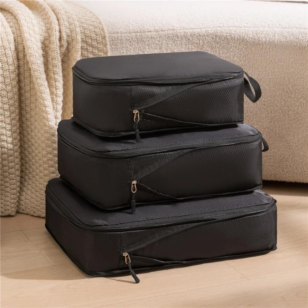 3Pcs/Set Travel Compressible Packing Cubes Multifunction Travel Storage Bag Waterproof Suitcase Nylon Portable Luggage Organizer