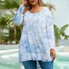 Women's Fashion Large Size Round Neck Long Sleeve Casual Print Loose Pullover Top