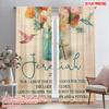 2pcs,2D Plane Printing Popular Curtains Floral Faith Message Versatile Polyester (without Rod) Festive Perfect for Bedroom