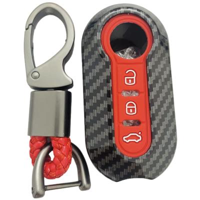 Rubonarie Generic Fiat Abarth 500 595 Key Case, Carbon Fiber (Red)