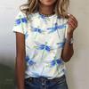 Sommer Harajuku 3D Niedliches Tier Libellen Druck T-Shirt Damen Lustige Streetwear T-Shirts Unisex Mode Kurzarm T-Shirts