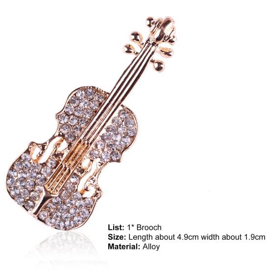 Brooch Pin Violin Rhinestones Jewelry Shiny Guitar Brooch Clothing Accessories