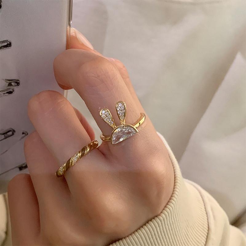 Inspired Ins Stylish Rabbit Ear Ring With Unique Geometric Shape Ideal For Any Outfit