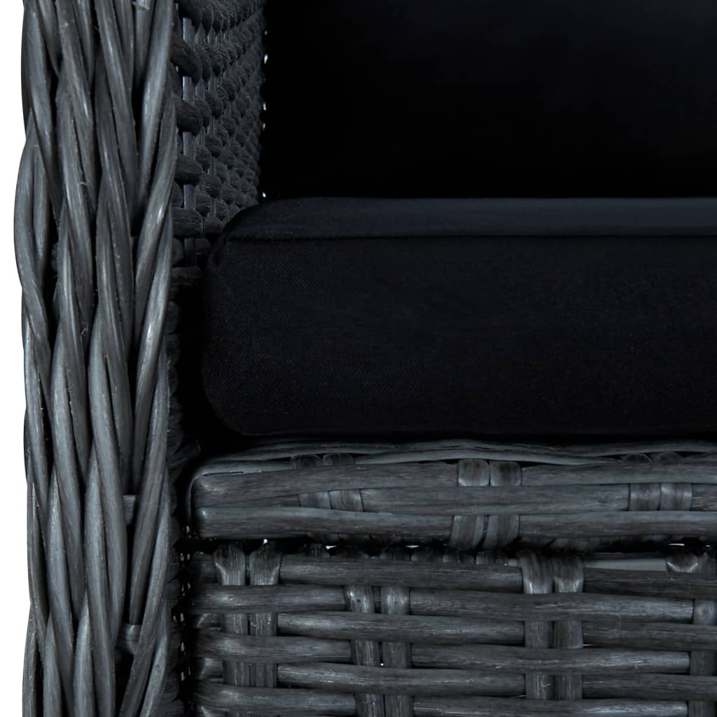9 piece Garden Dining Set with Cushions Poly Rattan Dark Grey