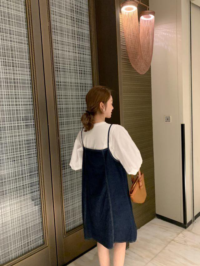 Women's Two-Piece Denim Overall Dress, Summer 2026 European Fashion, High-End Slimming Casual Suspender Skirt