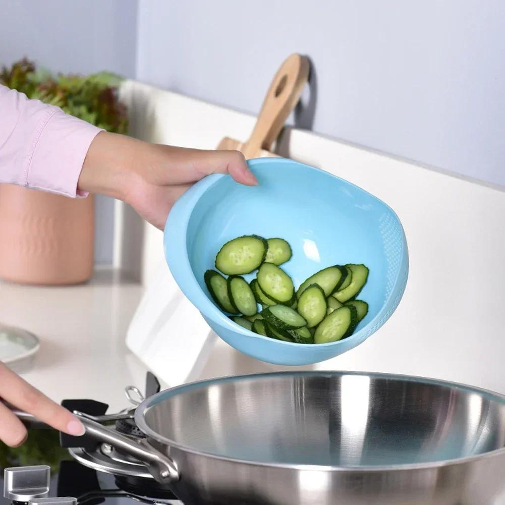 Rice Sieve Plastic Colander Kitchen Drain Basket with Handles Rice Bowl Strainer Strainer Basket Sink Drain Kitchen Tools