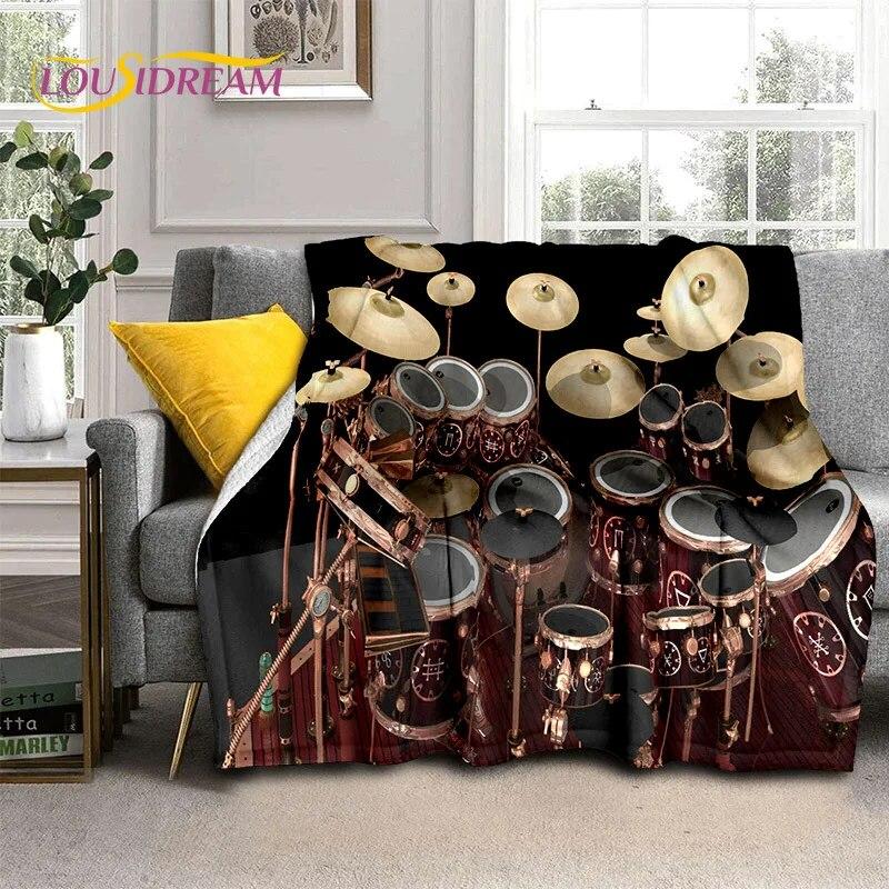 Drum Kit Music Instruments Drum Set Blanket,Soft Throw Blanket for Home Bedroom Bed Sofa Picnic Travel Office Cover Blanket Kid